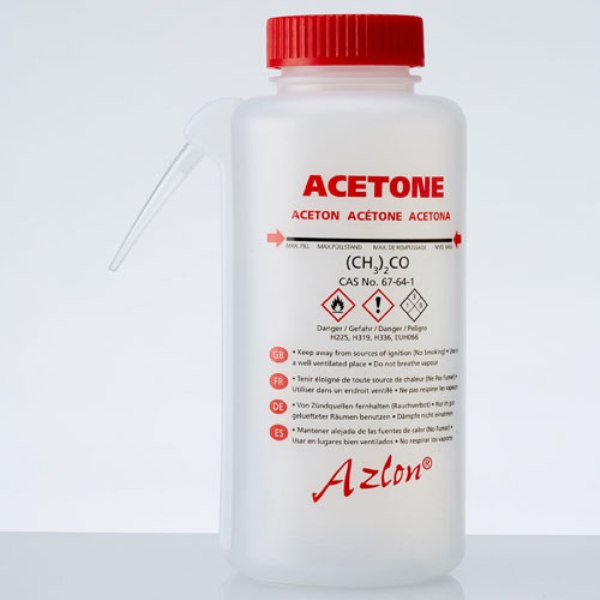 Dynalon NEW 500 Ml Acetone LDPE GHS Wash Bottles 506365 0001 Lab