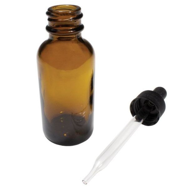 United Scientific 1 oz Bottles with Dropper, Boston Round, Amber, PK/12 BDPSCAM1OZ Lab
