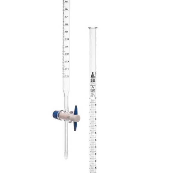 Eisco 25mL EISCO Borosilicate Burette, Straight Bore, PTFE Stopcock ...