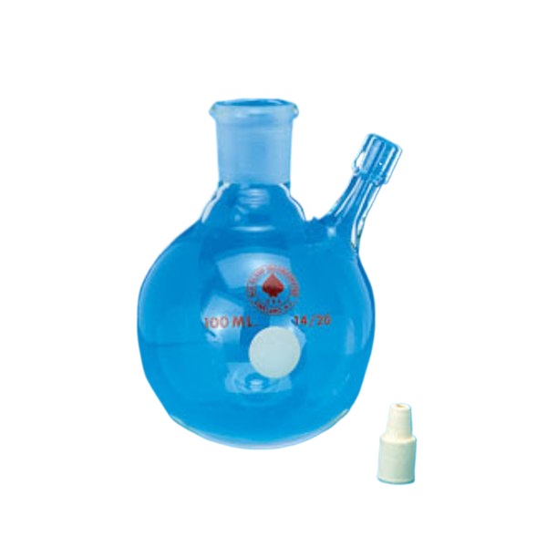 Ace Glass Flask, Round Bottom, Heavy Wall, 50ml, 14/20 Center, Septum Side Port 9461210 Lab