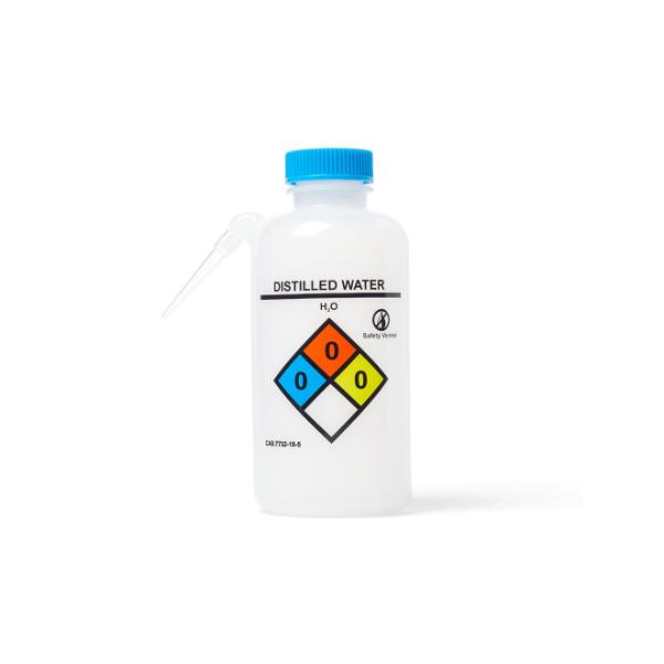 United Scientific™ UniSafe™ Distilled Water Vented Wash Bottle, 1000 mL, Designed for use in