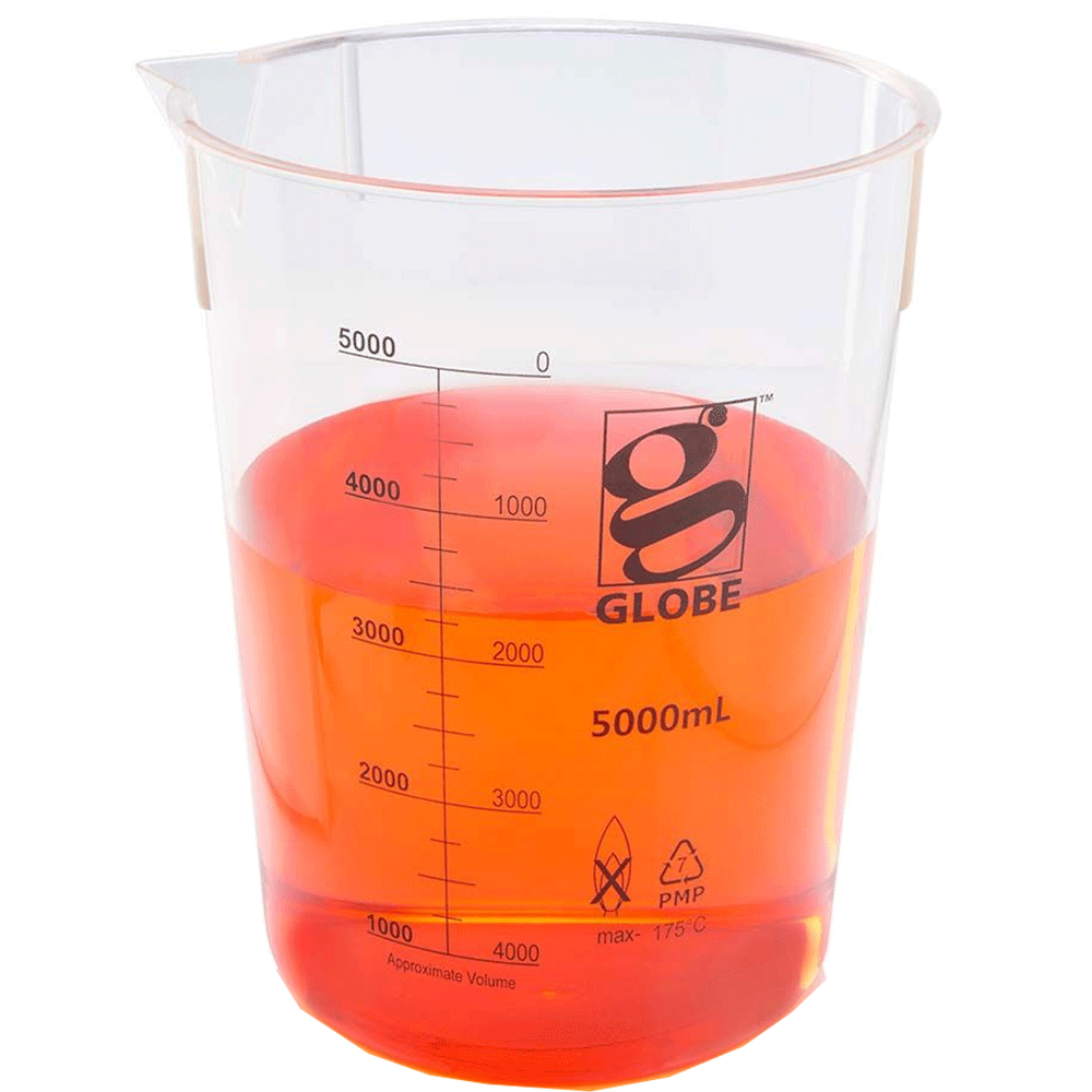 Globe Scientific 5000mL Beaker Low Form Graduations PMP Griffin