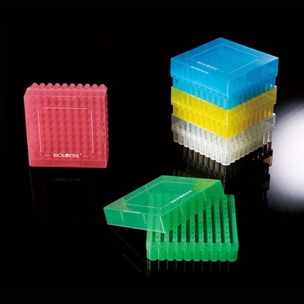 Biologix Polycarbonate Freezer Box, 81 - 2 inch Wells, 132 x 132 x 53 mm,  w/Removable Lid, 20 Pack, 90-9009