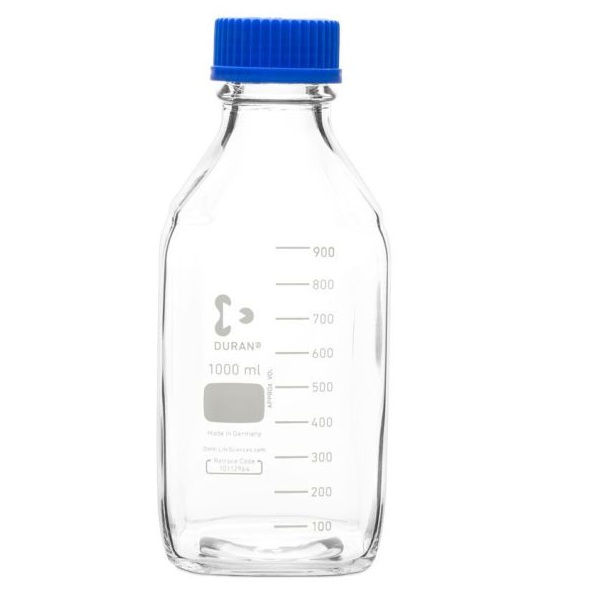 United Scientific 1000 ml Media / Storage Bottles, Square, Borosilicate Glass BMS1000 Lab