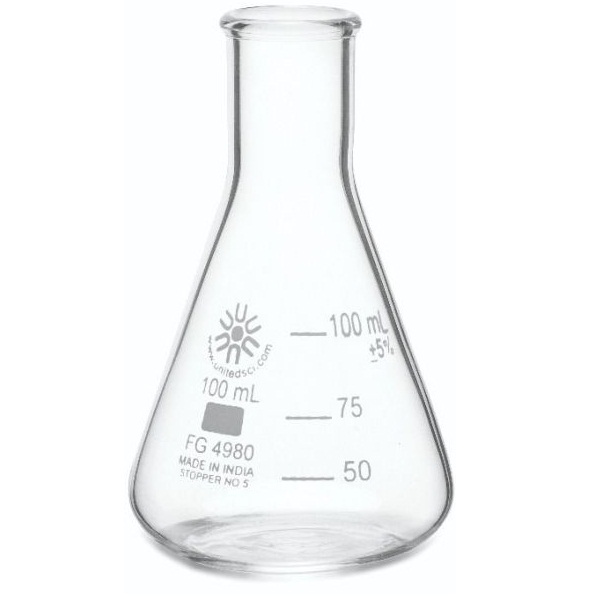 United Scientific 100 ml Erlenmeyer Flasks, Narrow Mouth, Borosilicate ...