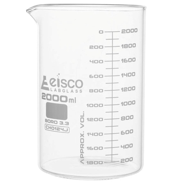 Eisco 2000ml Beaker Astm Low Form Dual Scale Graduations Borosilicate Glass Ch0124j Lab 6628