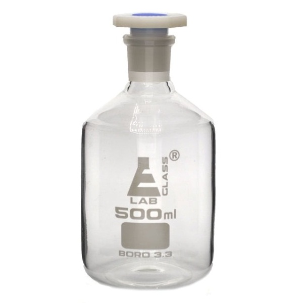 Eisco 500mL (16.9oz) Glass Reagent Bottle with Acid Proof Borosilicate ...