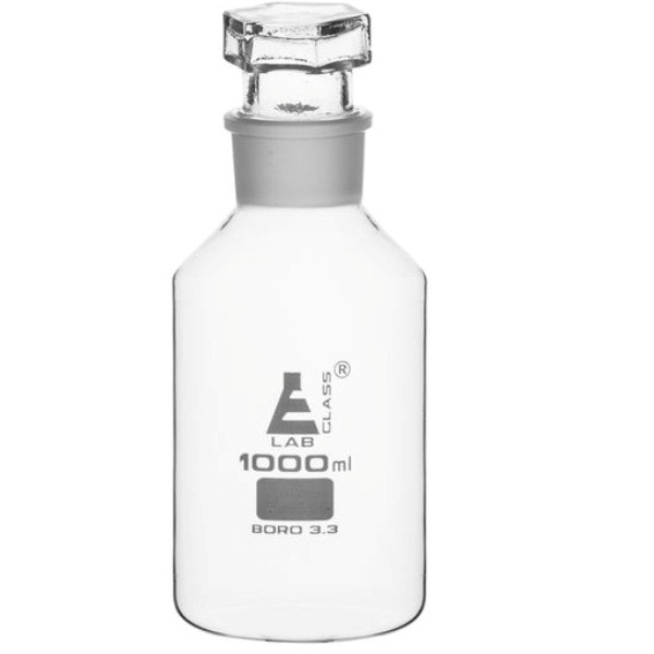 Eisco 1000ml Reagent Bottle Wide Mouth, Hexagonal Stopper Borosilicate ...