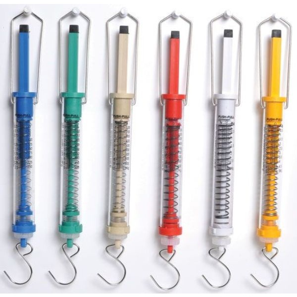 thumbnail image 2 of Sci-Supply Set Of 7 New Spring Scales - Dual Scale 100g-5000g / 1N-50N - Classroom Physics 2 of 3