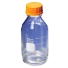 Ace Glass 250ml Lab Bottle, PTFE Faced Silicone Lined Red PBT Gl45 Cap And ETFE Pouring Ring 4046-10