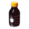 Ace Glass Lab Bottle, 250ml, Gl45, Low Actinic With Orange Polypropylene Cap And Pouring 4049-09