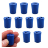Eisco Neoprene Stoppers 2 Holes - Blue - Size: 15mm Bottom, 18mm Top, 24mm Length Pk/10 CH0319GNUP2H