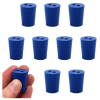 Eisco Neoprene Stoppers 2 Holes - Blue - Size: 17mm Bottom, 20mm Top, 26mm Length Pk/10 CH0319HNUP2H