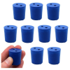 Eisco Neoprene Stoppers 2 Holes - Blue - Size: 23mm Bottom, 26mm Top, 28mm Length Pk/10 CH0319LNUP2H