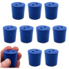 Eisco Neoprene Stoppers 2 Holes - Blue - Size: 25mm Bottom, 28mm Top, 28mm Length Pk/10 CH0319MNUP2H