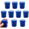 Eisco Neoprene Stoppers 2 Holes - Blue - Size: 33mm Bottom, 38mm Top, 38mm Length Pk/10 CH0319QNUP2H