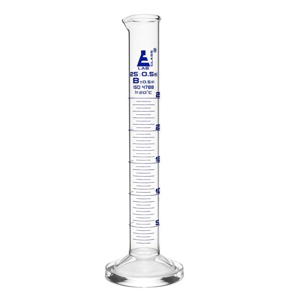 Eisco Graduated Cylinder 25mL - Class B - Round Base - Blue Graduations ...