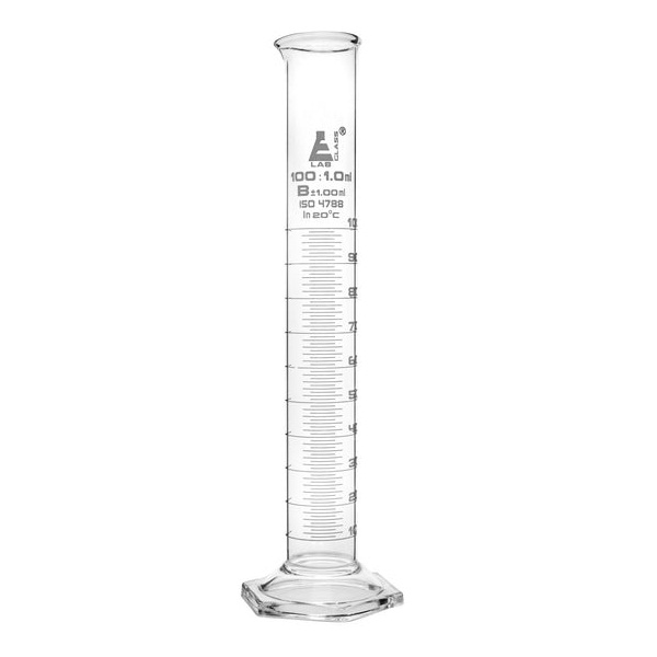 Eisco Graduated Cylinder, 100ml - Class B - White Graduations ...