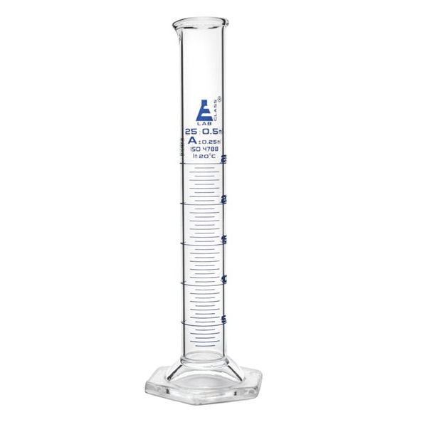 Eisco Graduated Cylinder, 25ml - Class A - Blue Graduations, Hexagonal ...