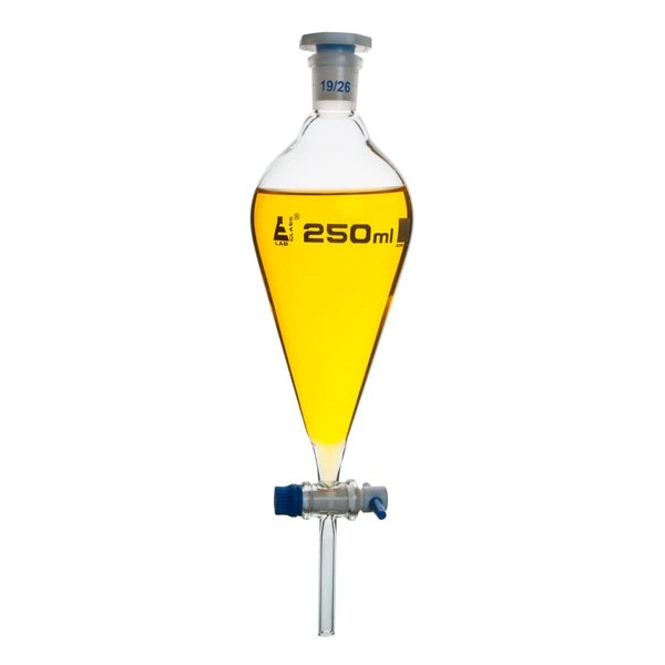 Eisco Squibb Separating Funnel, 250ml - 19/26, PTFE Key Stopcock ...