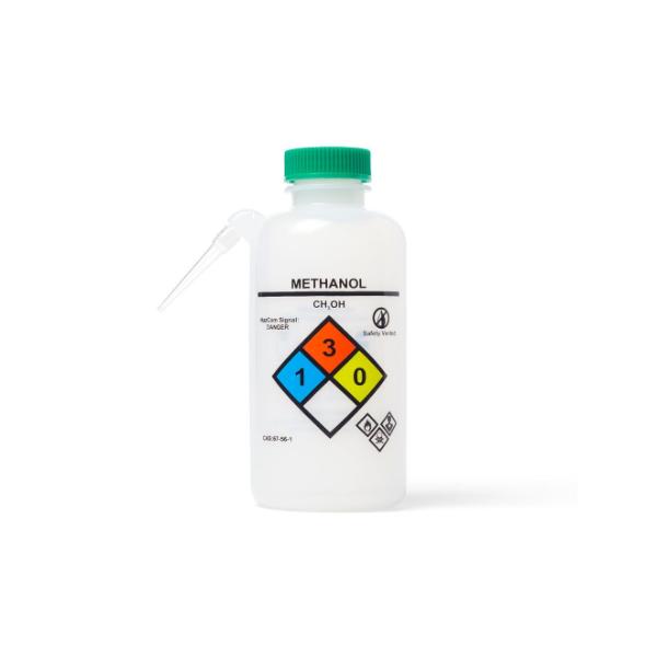 Methanol Lab Label Laboratory Wash Bottle United Scientific UniSafe Leakproof Methanol ...