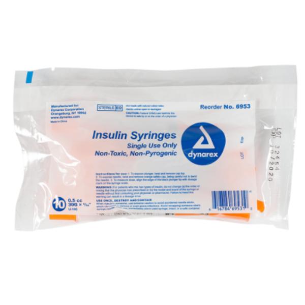 Dynarex Insulin Syringe - Non-Toxic, 30G, 5/16