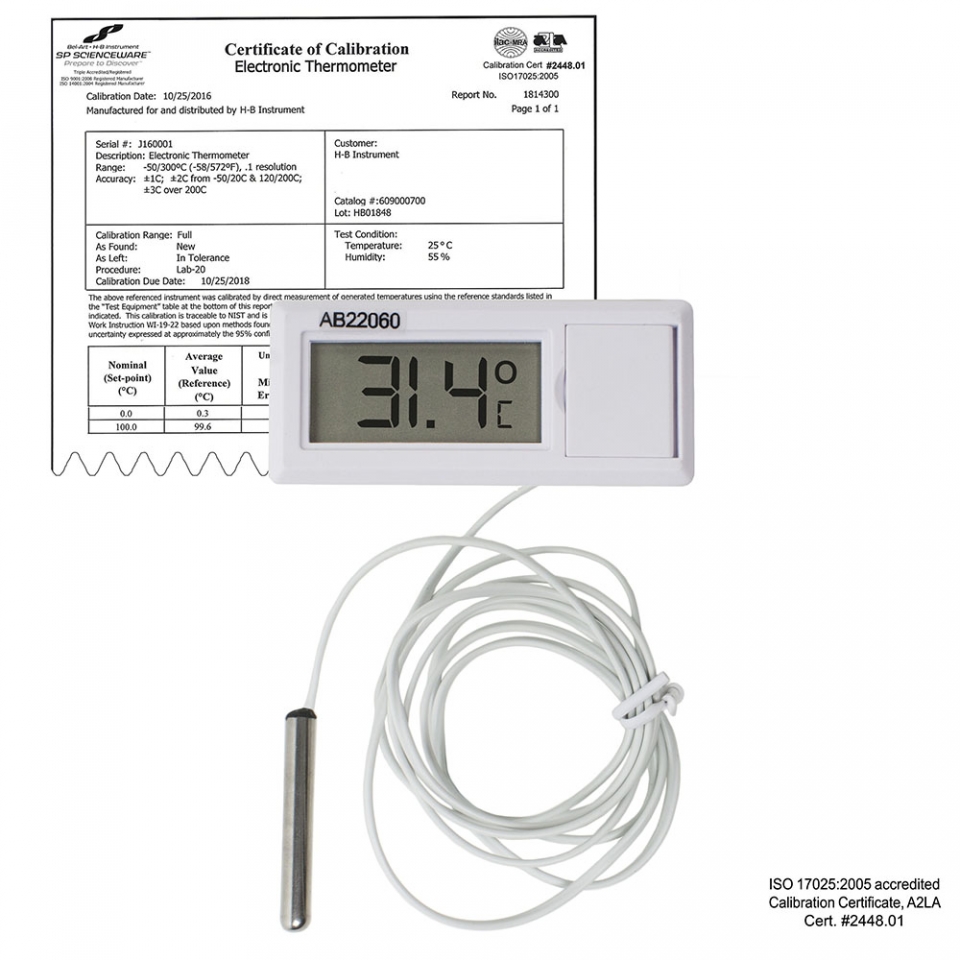 Digital Waterproof Thermometer with NIST Certificate