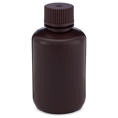 Diamond RealSeal, Narrow Mouth Boston Round, Amber HDPE with Amber PP Closure, 125mL #7060125AM