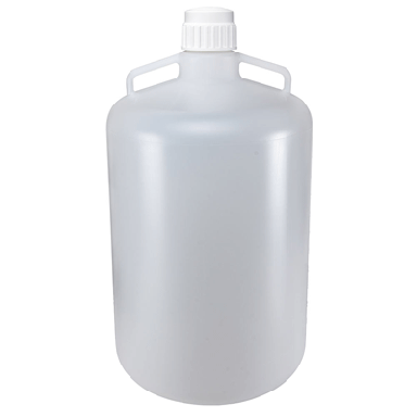 Carboys, Round with Handles, PP, White PP Screwcap, 50 Liter, Molded Graduations #7200050