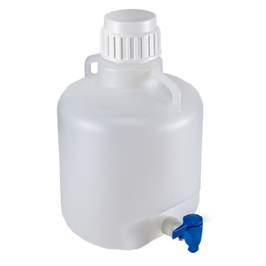 Carboys, Round with Spigot and Handles, PP, White PP Screwcap, 10 Liter #7220010