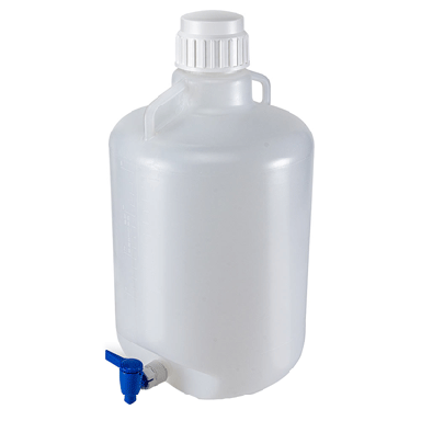 Carboys, Round with Spigot and Handles, PP, White PP Screwcap, 20 Liter #7220020