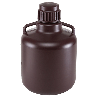 Carboys, Round with Handles, Amber HDPE, Amber PP Screwcap, 10 Liter #7240010AM