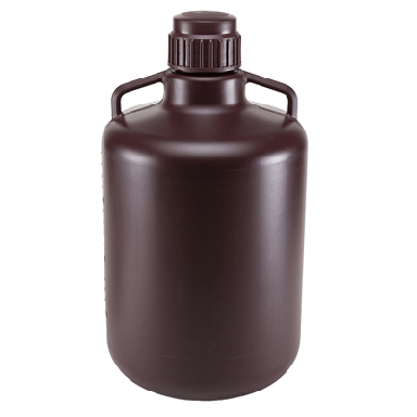 Carboys, Round with Handles, Amber HDPE, Amber PP Screwcap, 20 Liter #7240020AM