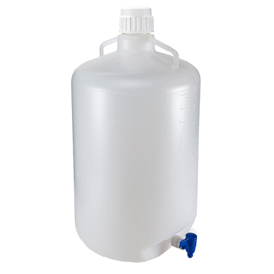 Carboys, Round with Spigot and Handles, LDPE, White PP Screwcap, 50 Liter #7270050
