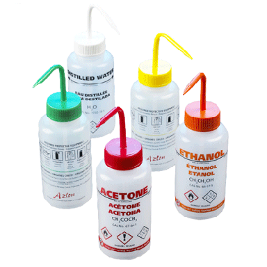 Wash Bottle, Methanol, 500mL, GHS, LDPE, Safety Vented, GREEN Screwcap #WGW538VTML-GHS