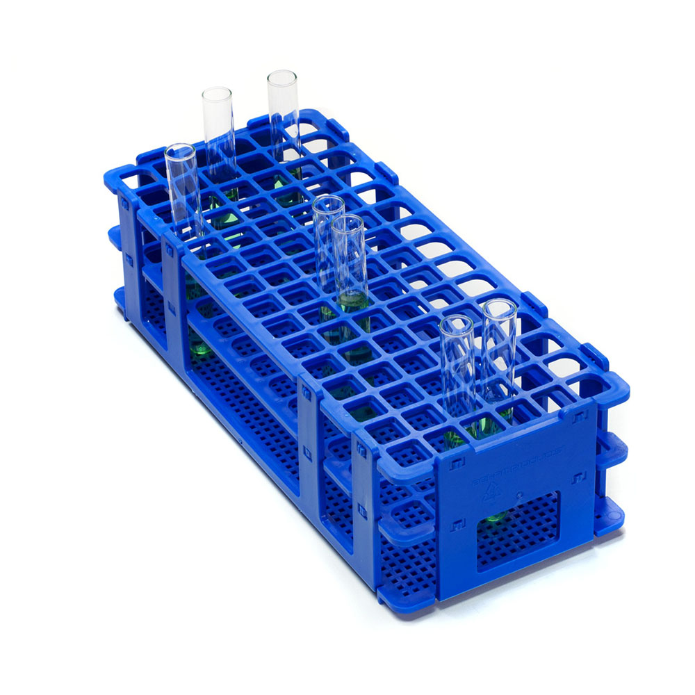 Bel-Art No-Wire Test Tube Rack;For 10-13MM Tubes, 90 Places, Blue