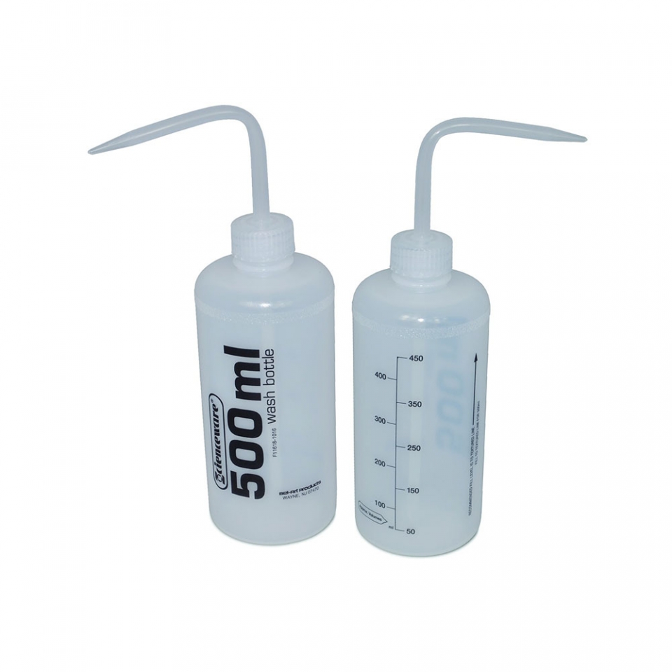 Bel-Art Volume Labeled Narrow-Mouth 500ML Polyethylene Wash Bottle  11618-1016 (Pack of 12), image size:960x960